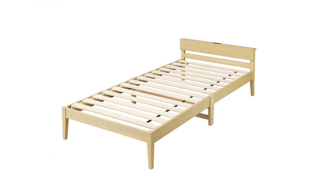 ベッド  組立簡単すのこベッド　宮付き ESB02-S ナチュラル