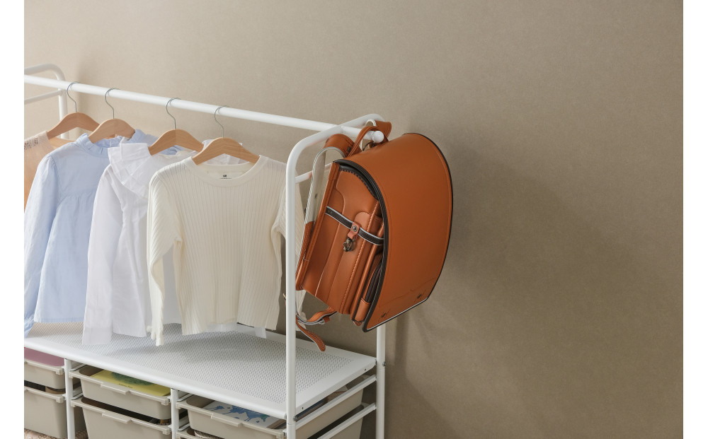 キッズ収納ハンガーラック KHR-1100 ホワイト/ベージュ
