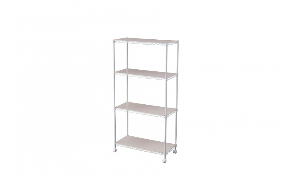 カラーメタルラック　ウッドボード付き CMM-75144B ホワイト