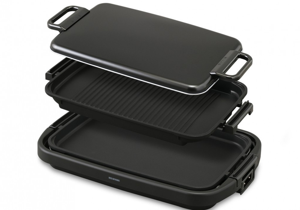 【ふるさと納税】ホットプレート ワイドホットプレート2枚 大型 ワイド 約50cm 平面 溝付き プレート フッ素加工 焦げ付きにくい 焼肉 お好み焼き ホットケーキ パーティー アイリスオーヤマ 家電 SWHP-012-B