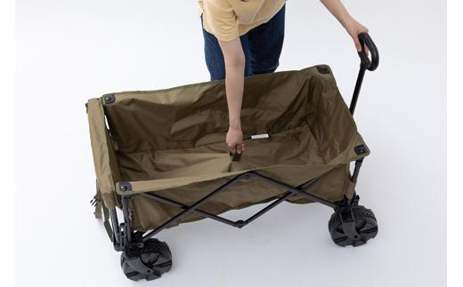 HUGEL アウトドアワゴン キャリーカート アイリスオーヤマ 耐荷重100kg コンパクト収納 大容量 キャンプ レジャー 収納 ODW-980カーキ
