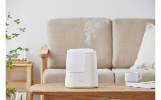 スチーム式加湿器 木造2畳 / 洋室3畳 コンパクト 120ml AHM-H12B-C アイボリー アイリスオーヤマ｜アロマ対応 連続加湿時間約11時間 衛生 リラックス アロマトレー