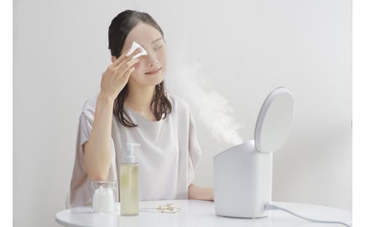 フェイススチーマー FST-101-W ホワイト MiCOLA （ミコラ） |アイリスオーヤマ 美顔器 スキンケア 温スチーム LED 温冷 保湿 クレンジング 毛穴 乾燥 浸透 うるおい 家電 美容家電 ギフト 3モード搭載 LED付ミラー