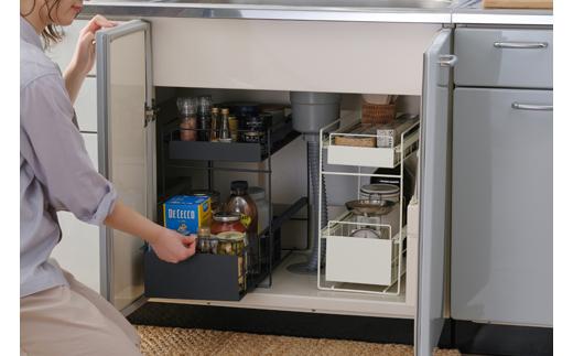 シンク下　引き出しラックスリム　SSR-200　ホワイト