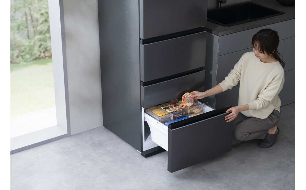 冷凍冷蔵庫 370L 自動製氷機能付 IRSN-I37A-B ブラック