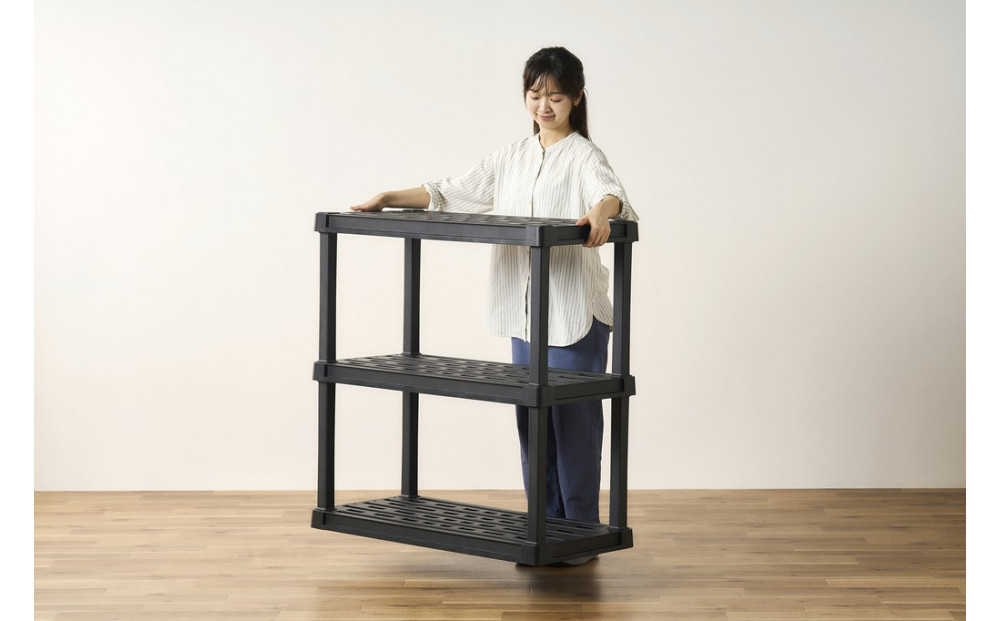 プラスチックラック3段 PLR-9143 ブラック