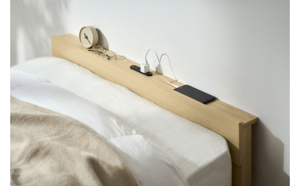 ベッド  組立簡単すのこベッド　宮付き ESB02-S ナチュラル