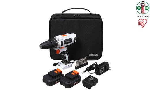 電動ドライバー 10.8V 充電式 バッテリー2個セット ソフトケース付 充電式ドライバドリル アイリスオーヤマ 家電 電化製品 ビット10本 バッテリー2個付き コードレス 軽量 JCD28-C
