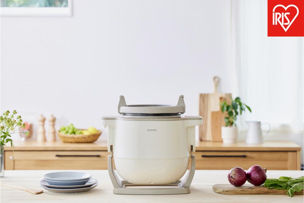 自動調理器 シェフドラム アイリスオーヤマ アイボリー 簡単調理 スープ 焼く 炒める 揚げる 煮込む 揚げ物 低温調理 IH式 保温機能付き 使い方簡単 簡単温度設定 自動調理器 おすすめ 人気 アイリス DAC-IB2-C