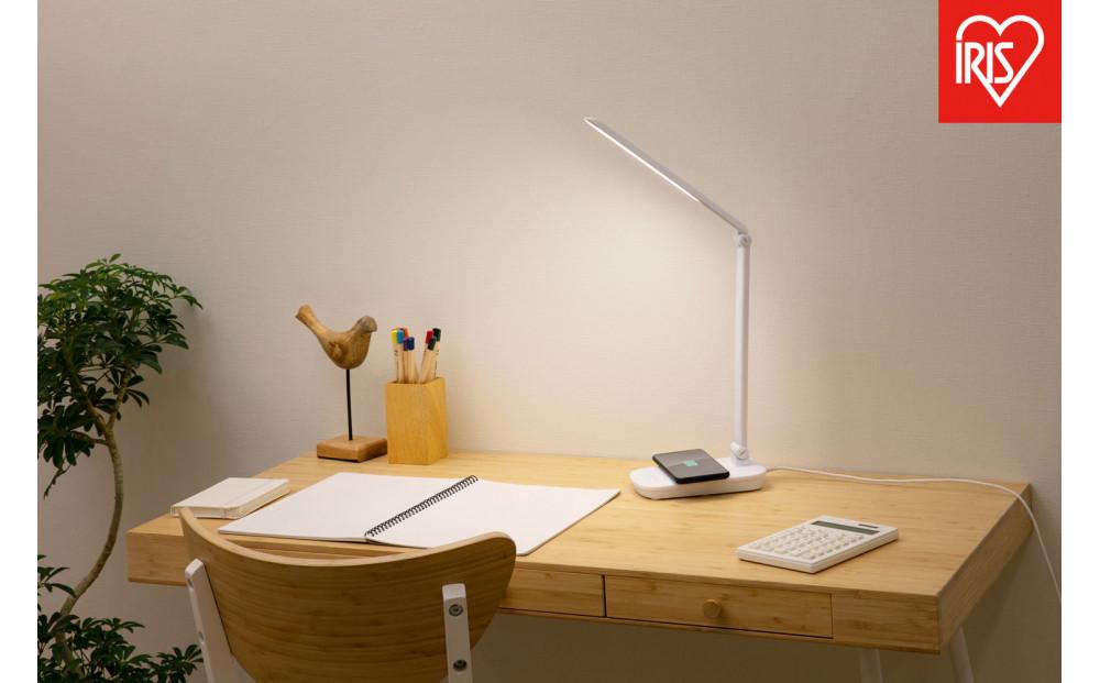 LEDデスクライトQi充電シリーズ 平置きタイプ 調光　LDL-QFD-W　ホワイト