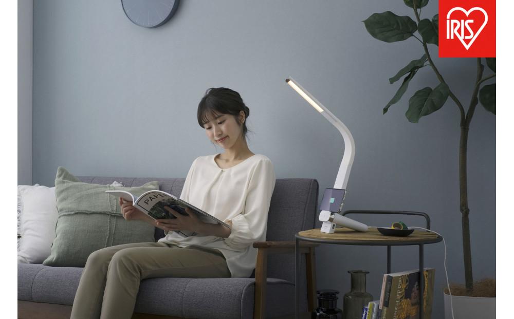 LEDデスクライトQi充電シリーズ 縦置きタイプ 調光・調色　LDL-QLDL-W　ホワイト