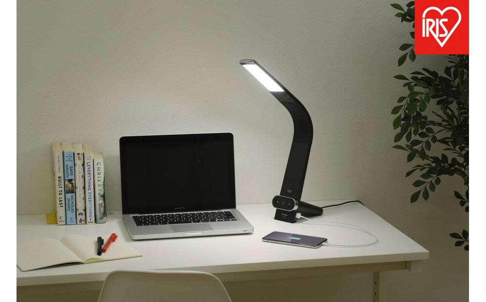 LEDデスクライトQi充電シリーズ 縦置きタイプ 調光・調色　LDL-QLDL-B　ブラック