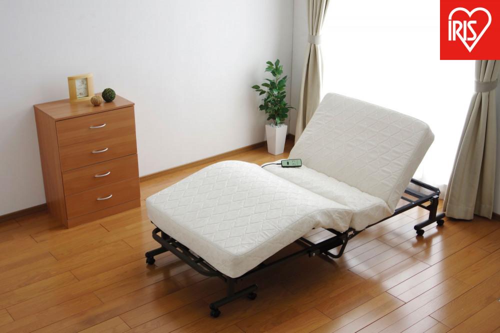 ベッド  折りたたみコイル電動ベッド アイリスオーヤマ 組み立て不要 マットレス 耐久性 OTB-CDN ホワイト