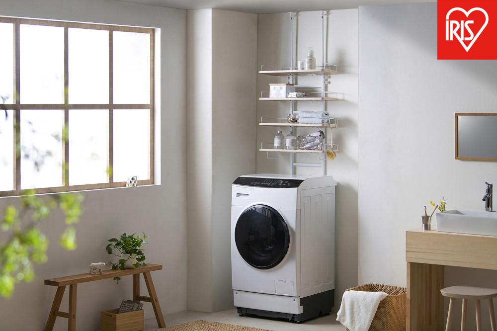 ランドリーラック   つっぱりランドリーラック TLR-4 ホワイト/ライトナチュラル