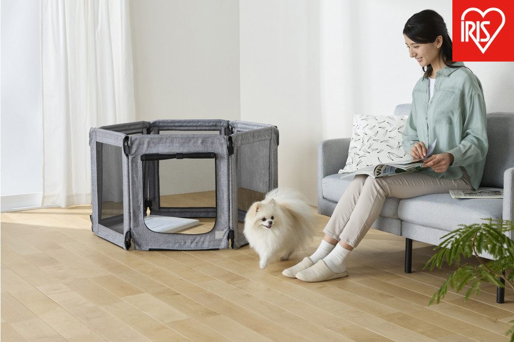 ペット 洗える折りたたみペットサークル AOPS-6P グレー