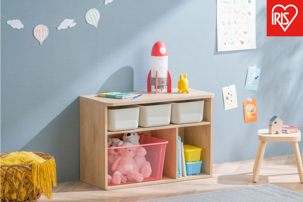 収納棚 ラウンドシェルフ RUSR-74L ナチュラル/ライトベージュ