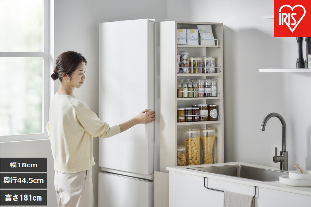 キッチン隙間収納ラック　KSRーH180　ホワイト