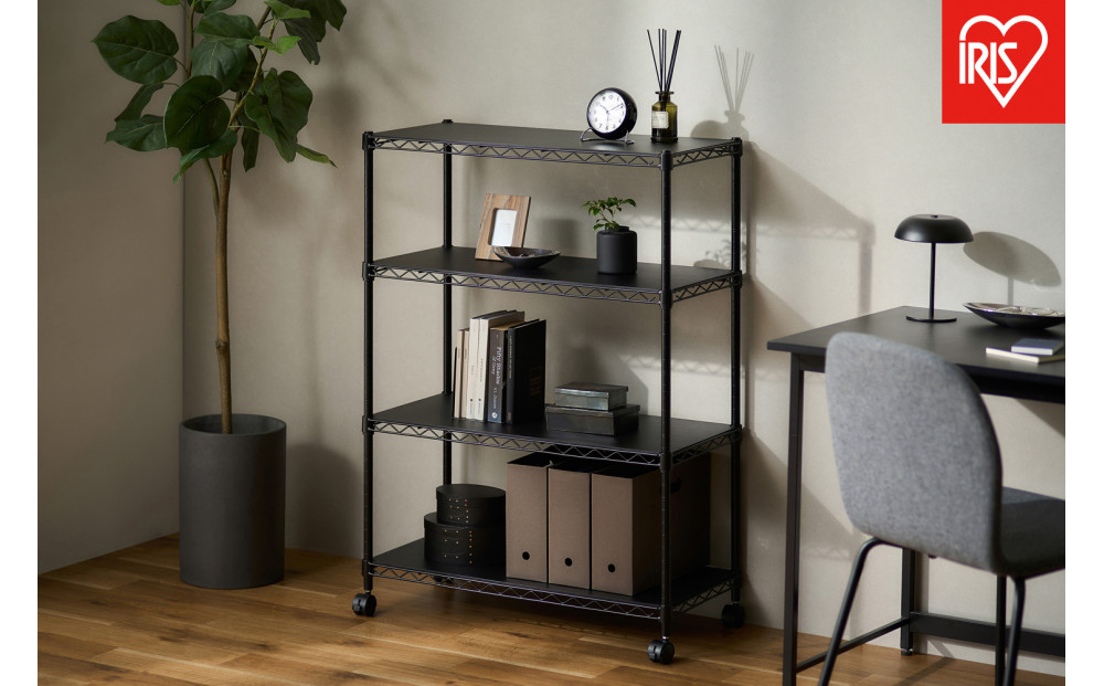 カラーメタルラック　ウッドボード付き CMM-75104B ブラック