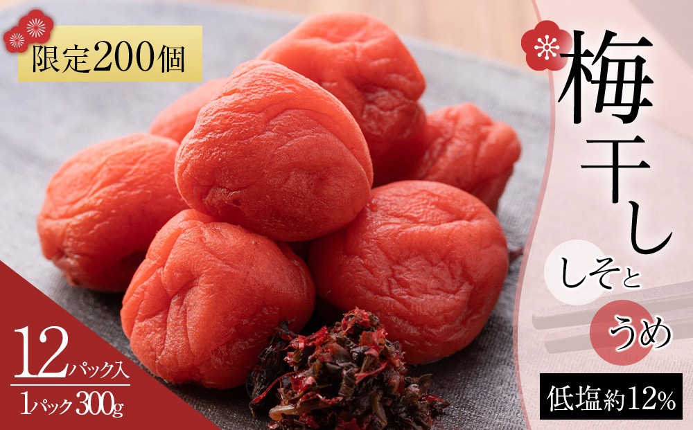 【2026年1月下旬より発送】梅干し しそとうめ 低塩約12％ 300ｇ 12パック入り 限定200個