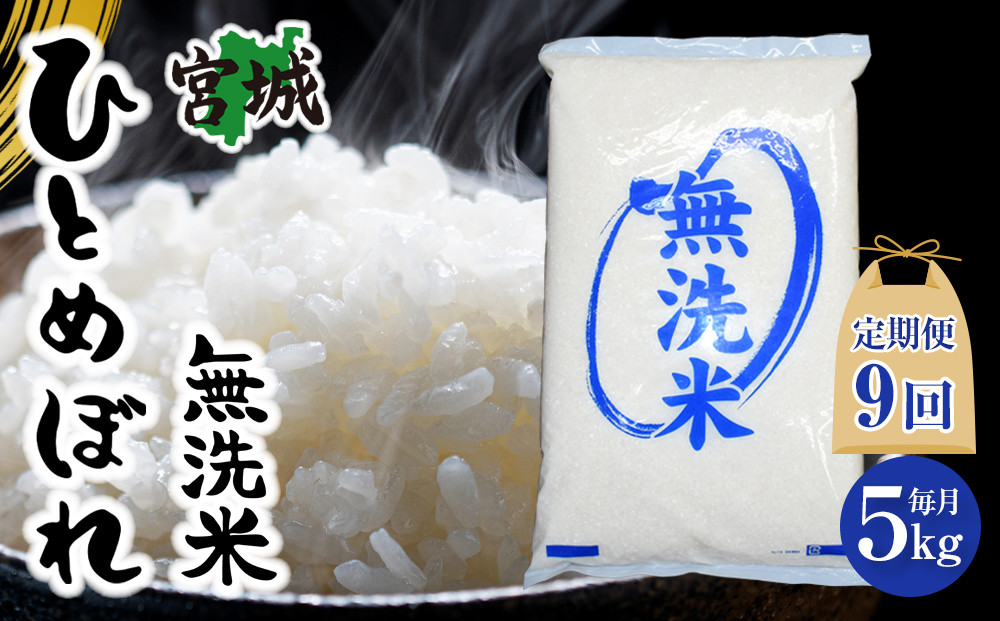 【9回定期便】宮城県産ひとめぼれ【無洗米】　5kg×1袋
