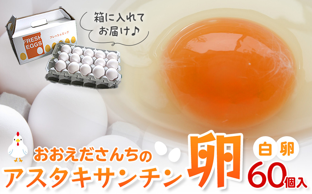 おおえだファーム アスタキサンチン卵（白卵）Lサイズ 60個入り