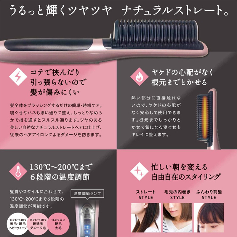 ヘアコームアイロン クイックストレート ヘアアイロン