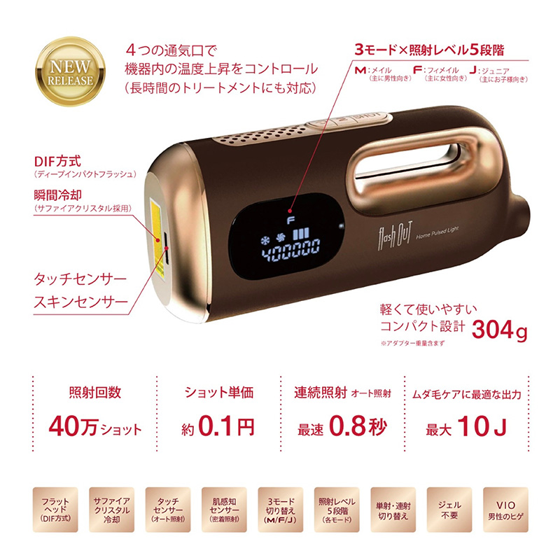 ジュピター フラッシュアウト 家庭用脱毛器 男女兼用 家庭用脱毛器全身