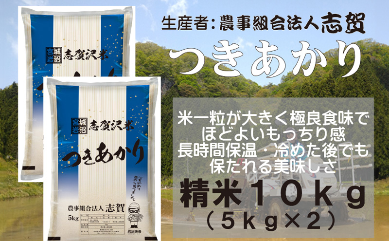 【10月受付再開予定/令和7年産】米 つきあかり 10kg (5kg×2) 志賀沢米 岩沼産 お米 白米 精米 ブランド米 単一原料米 5キロ 10キロ こめ コメ おこめ ご飯 ライス 月あかり 東北 宮城県産 宮城米 宮城 宮城県 岩沼市