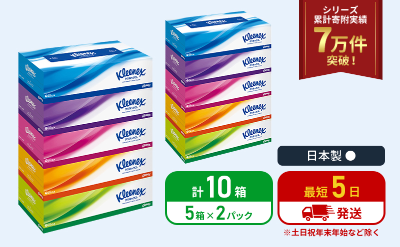 ティッシュ クリネックス 5箱入 × 2パック ティッシュ セット