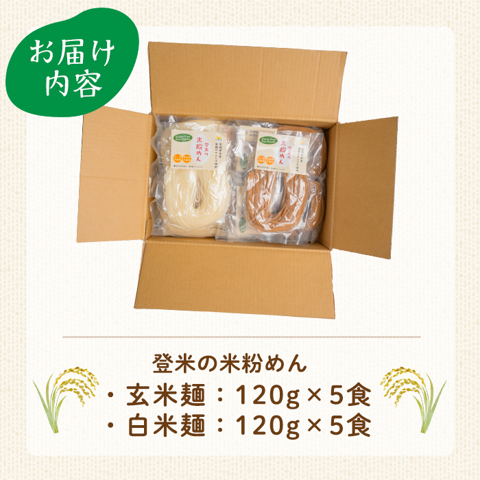 登米の米粉めん 玄米麺・白米麺 120g×10食セット(各5食ずつ) グルテンフリー 小麦不使用 米粉めん 有機ササニシキ使用 小分け 国産 うどん 焼きそば 中華 そうめん パスタ ラーメン 麺【株式会社いなほ】 tm264