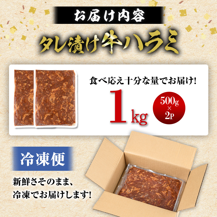 ミートプロフェッショナル タレ漬け牛ハラミ焼肉 1kg ＜500×2パック＞ 肉 牛 牛肉 ハラミ 味付き 冷凍 焼肉 BBQ 【エスフーズ株式会社】 tm401