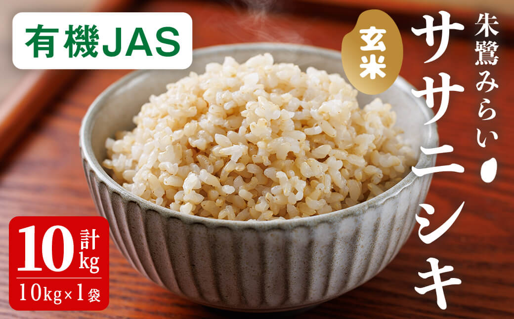 ＜有機JAS＞ササニシキ 玄米 10kg(10kg×1袋) 朱鷺みらい 玄米 有機栽培 登米市産 お米 おこめ 米 コメ 白米 ご飯 ごはん おにぎり お弁当 ささにしき 【オーガニックとめネットワーク】tm593
