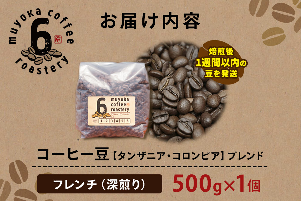 コーヒー豆 ブレンド フレンチ 500g×1個