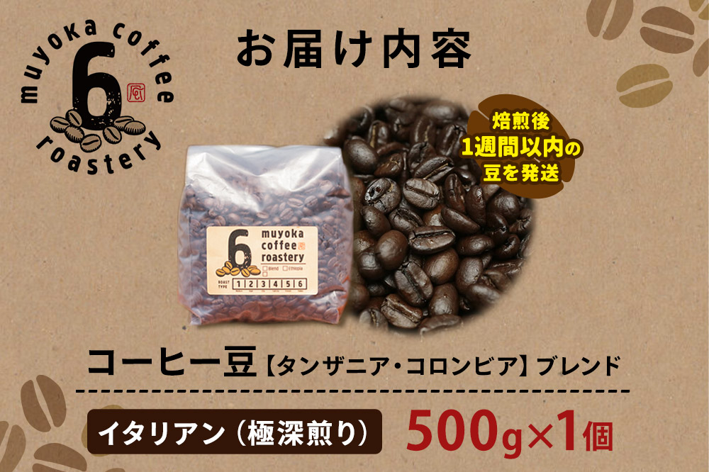 コーヒー豆 ブレンド イタリアン 500g×1個