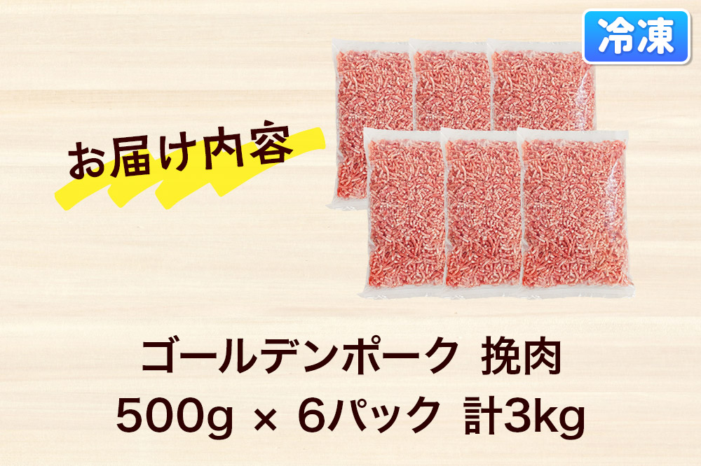 肉 豚 【冷凍】ゴールデンポーク 挽肉 3kg セット 257016T