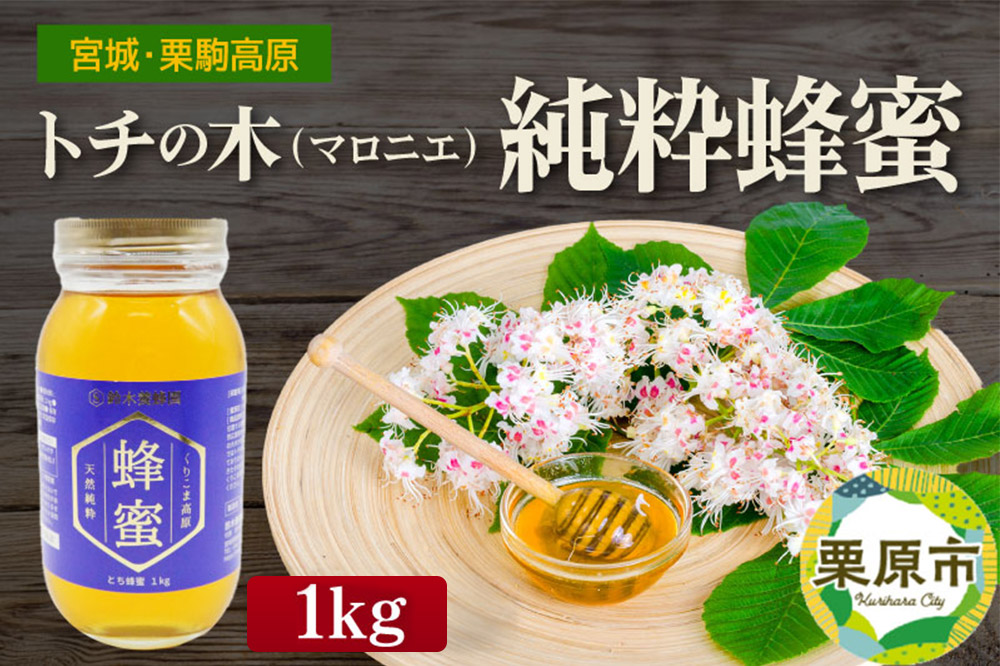 宮城・栗駒高原のトチの木（マロニエ）の純粋蜂蜜 1kg×1本
