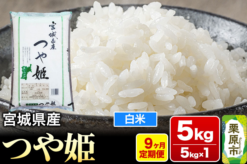 《定期便9ヶ月》【令和7年産・白米】宮城県産 つや姫 毎月5kg (5kg×1袋)×9ヶ月