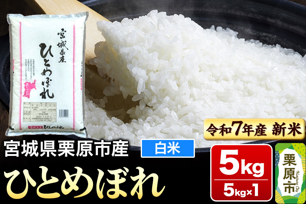 【新米受付】【令和7年産・白米】宮城県栗原市産 ひとめぼれ 5kg (5kg×1袋)