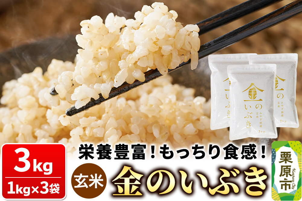 米【玄米】金のいぶき 3kg（1kg×3袋）