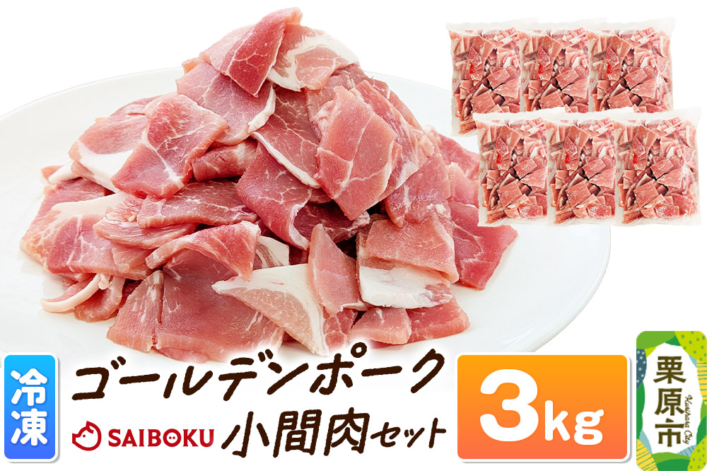肉 豚 【冷凍】ゴールデンポーク 小間肉 3kg セット 257023T