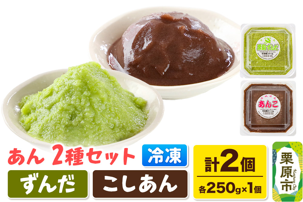 あん ずんだあん・こしあん 各250ｇ×1個 計2個 あんこ 宮城 栗原市 冷凍 和菓子  和スイーツ スイーツ 製菓材料 ずんだ こしあん