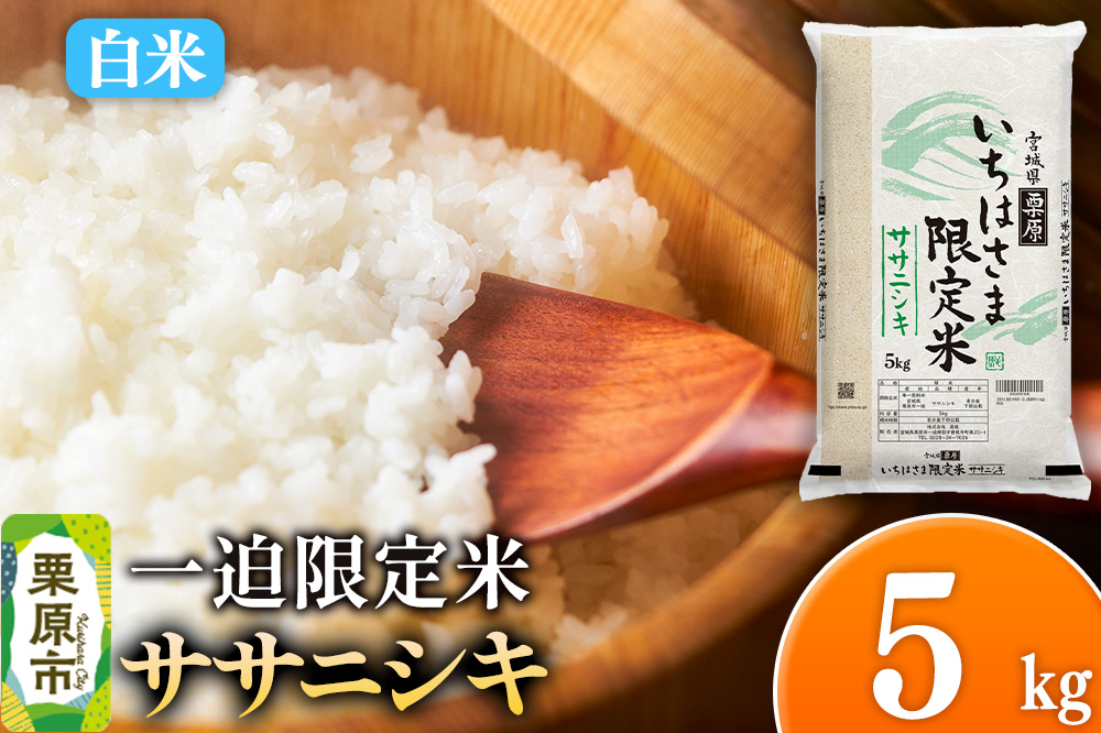 【白米】令和7年産 一迫限定米 ササニシキ 5kg