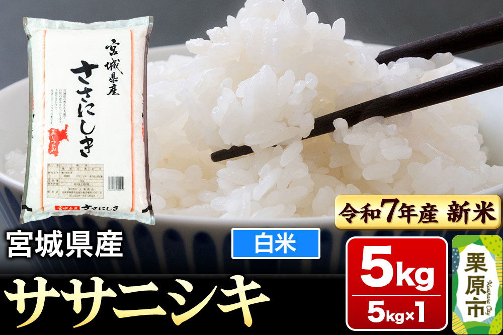 【新米受付】【令和7年産・白米】宮城県産 ササニシキ 5kg (5kg×1袋)