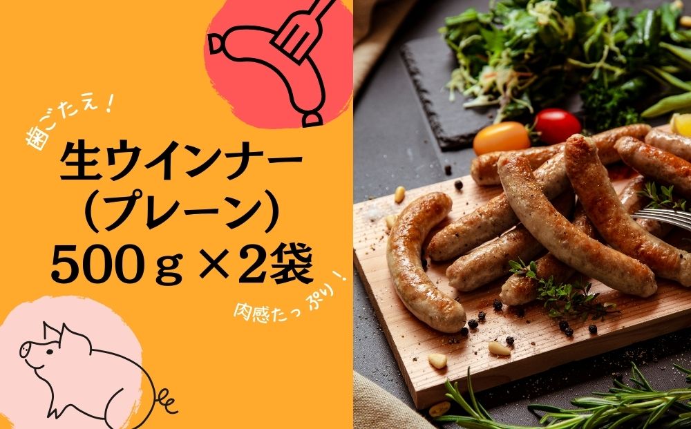 ウィンナー プレーン 合計1kg （500g×2袋） 東北産豚肉使用 