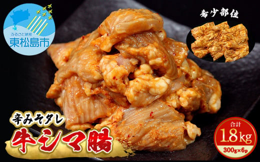 ホルモン 牛シマ腸 辛みそ味 1.8kg（300g×6パック） 〈希少部