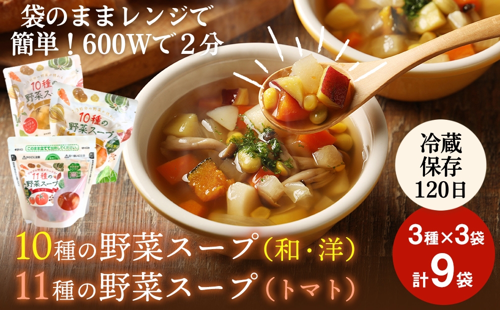 大人気！ スープ 野菜スープ 3種9袋 冷蔵 和風スープ 洋風ス