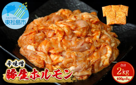 国産 豚 生ホルモン 辛味噌味 2kg（400g×5パック）冷凍 小分