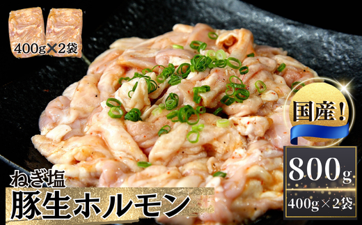 お肉屋さん 自慢の味付け! 国産 豚 生ホルモン ねぎ塩味 800g(400g×2パック) 冷凍 小分け 味付 簡単 調理 豚ホルモン ブタホルモン ホルモン 焼肉 おつまみ バーベキュー BBQ 宮城県 東松島市 オンラインワンストップ 対応 自治体マイページ 佐利 AA