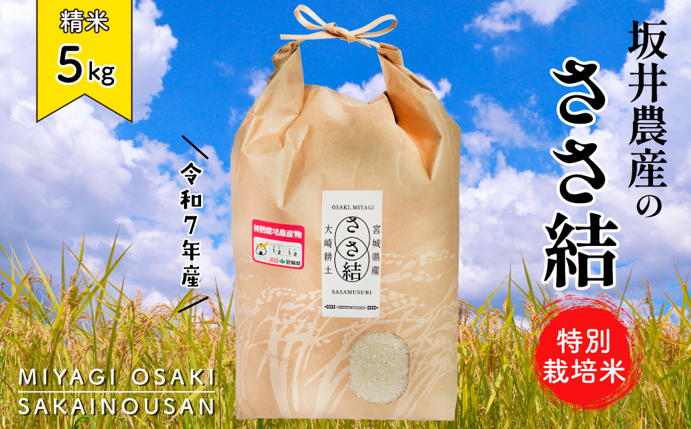 坂井農産のささ結 特別栽培米 宮城県産 白米 5kg