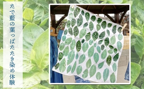 たで藍の葉っぱたたき染め体験